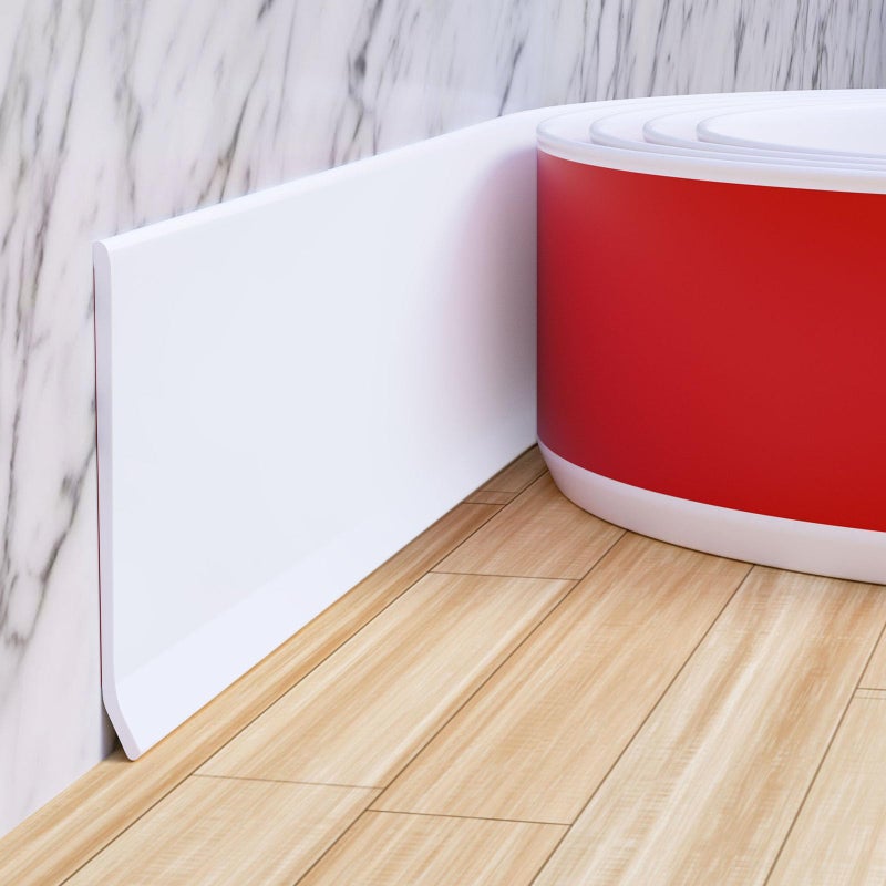 Duzzy Flexible Baseboard Molding Trim  6 Inch(W) x 20 Feet(L) Peel and Stick Rubber Wall Trim Molding  Self-Adhesive Vinyl Wall Base Cove Base - Image 1